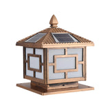 Chinese Style Solar Bronze Square Outdoor Table Lamp Image - 6