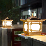 Chinese Style Square Metal Outdoor Lantern Lamp Bronze Image - 12