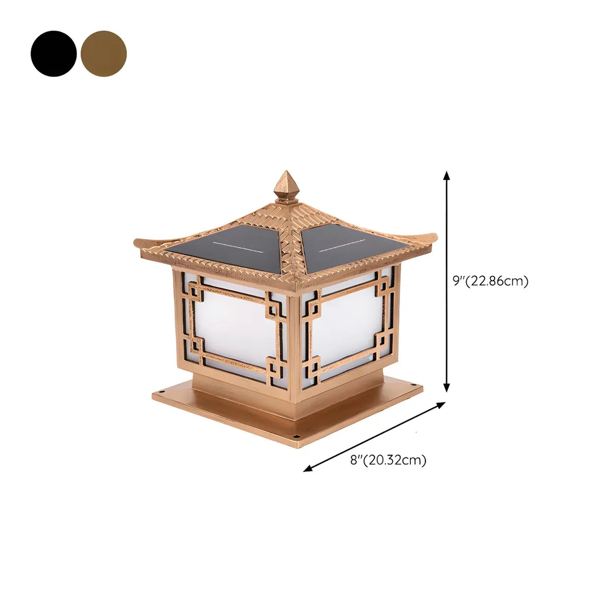 Chinese Style Square Metal Outdoor Lantern Lamp Bronze 