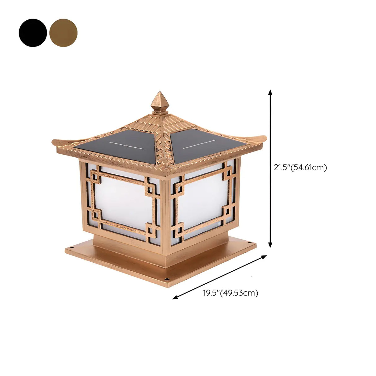 Chinese Style Square Metal Outdoor Lantern Lamp Bronze Image - 17