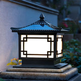 Chinese Style Square Metal Outdoor Lantern Lamp Bronze Image - 2