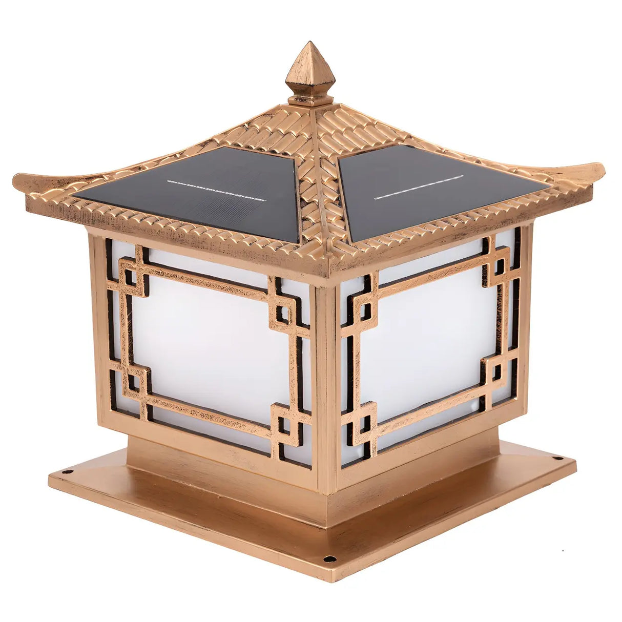 Chinese Style Square Metal Outdoor Lantern Lamp Bronze Image - 7