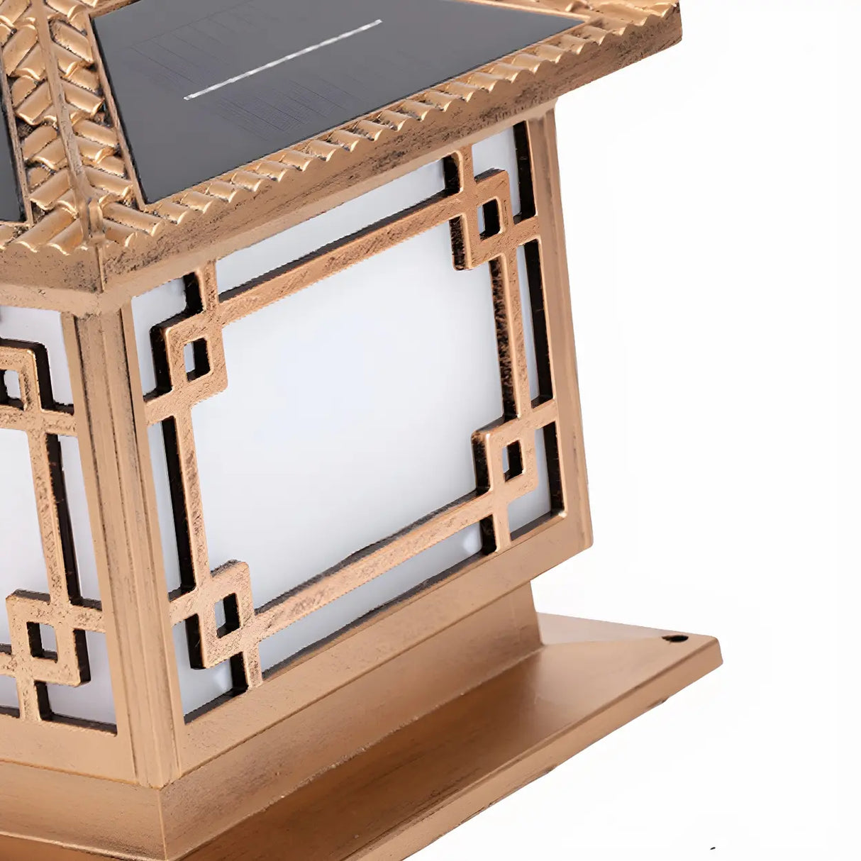 Chinese Style Square Metal Outdoor Lantern Lamp Bronze Image - 8