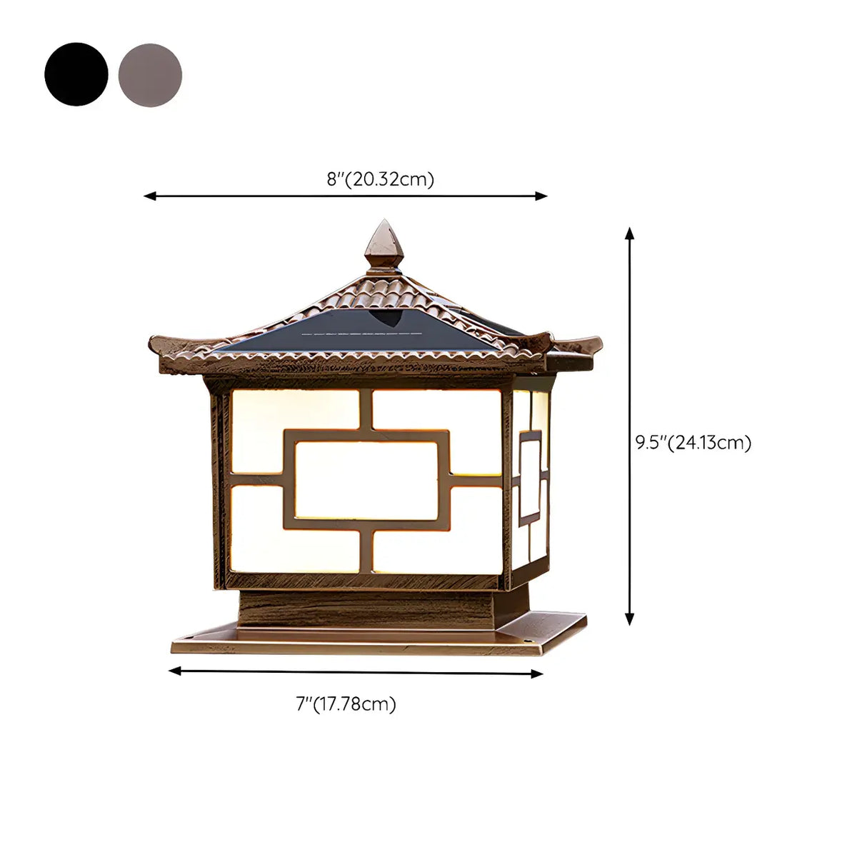 Chinese Style Square Metal Outdoor Solar Table Lamp 