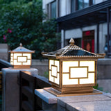 Chinese Style Square Metal Outdoor Solar Table Lamp Image - 2