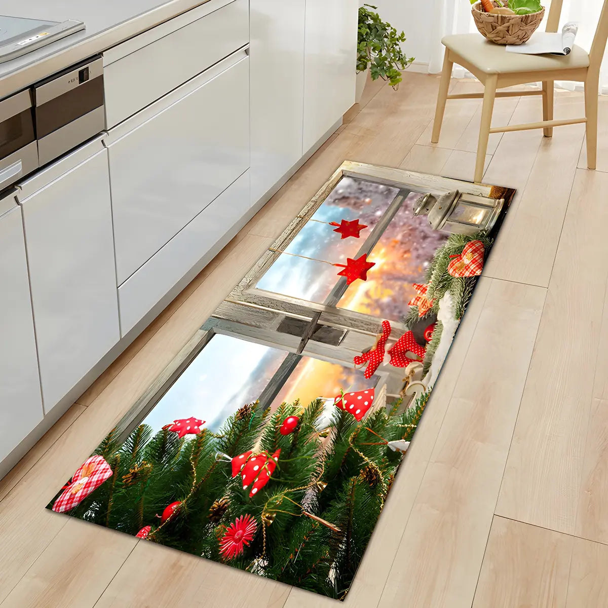 Christmas Print Runner Polyester Multi-Size Area Rug Image - 2