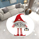 Christmas Round Polyester White Anti-Slip Area Rug Image - 11