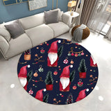 Christmas Round Polyester White Anti-Slip Area Rug Image - 12