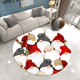 Christmas Round Polyester White Anti-Slip Area Rug Image - 14