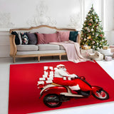 Christmas Santa Print Polyester Red Anti-Slip Area Rug Image - 1