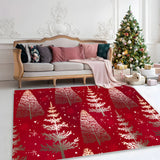 Christmas Santa Print Polyester Red Anti-Slip Area Rug Image - 6