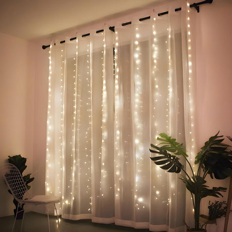 Christmas USB Starry Curtain White LED String Lights Image - 1