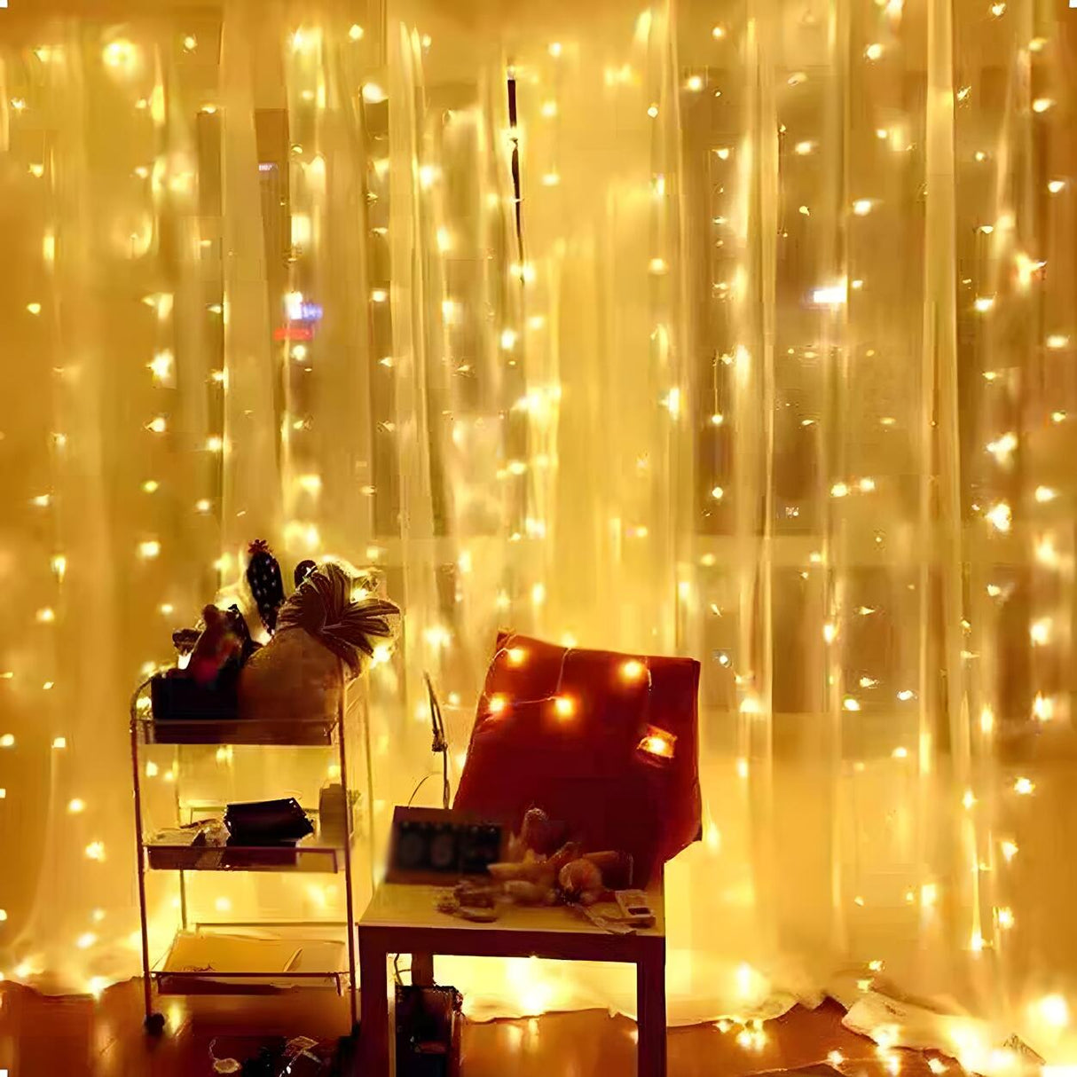 Christmas USB Starry Curtain White LED String Lights Image - 3