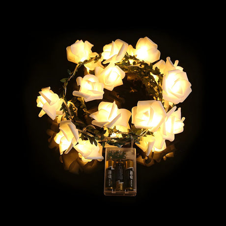 Christmas White Rose Battery-Powered String Lights Image - 2