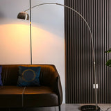 Chrome Finish Modern Arc and Dome Metal LED Floor Lamp Image - 10