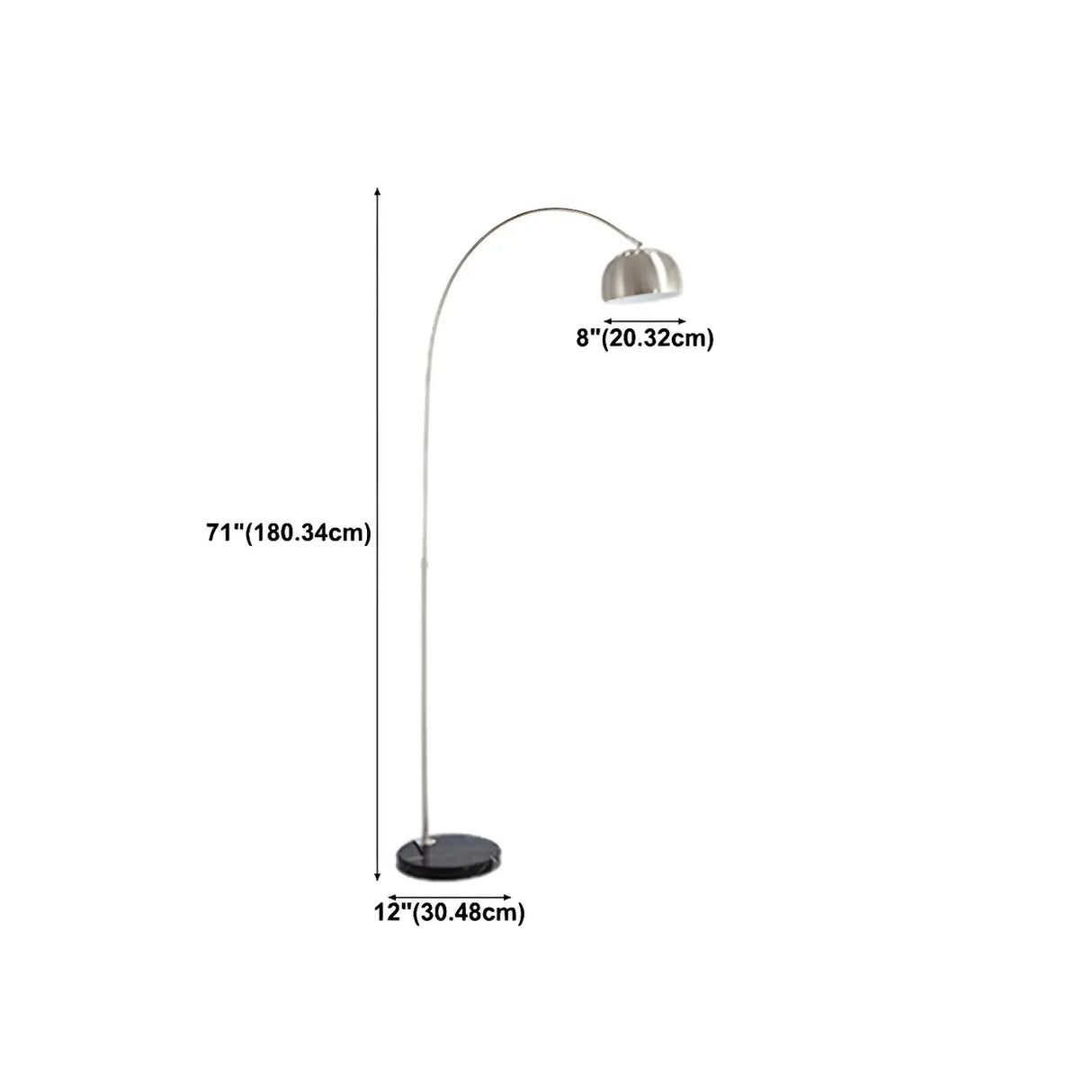 Chrome Finish Modern Arc and Dome Metal LED Floor Lamp 