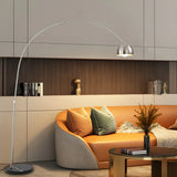 Chrome Finish Modern Arc and Dome Metal LED Floor Lamp Image - 2