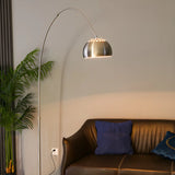 Chrome Finish Modern Arc and Dome Metal LED Floor Lamp Image - 4