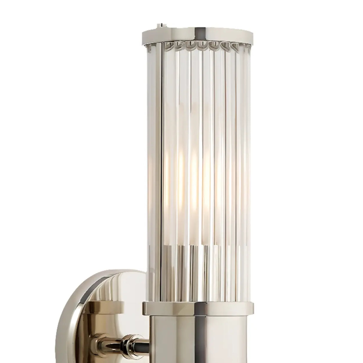 Chrome Finish Modern Glass Cylindrical Vanity Sconce Image - 10