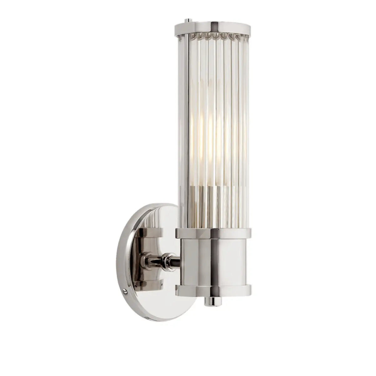 Chrome Finish Modern Glass Cylindrical Vanity Sconce Image - 6