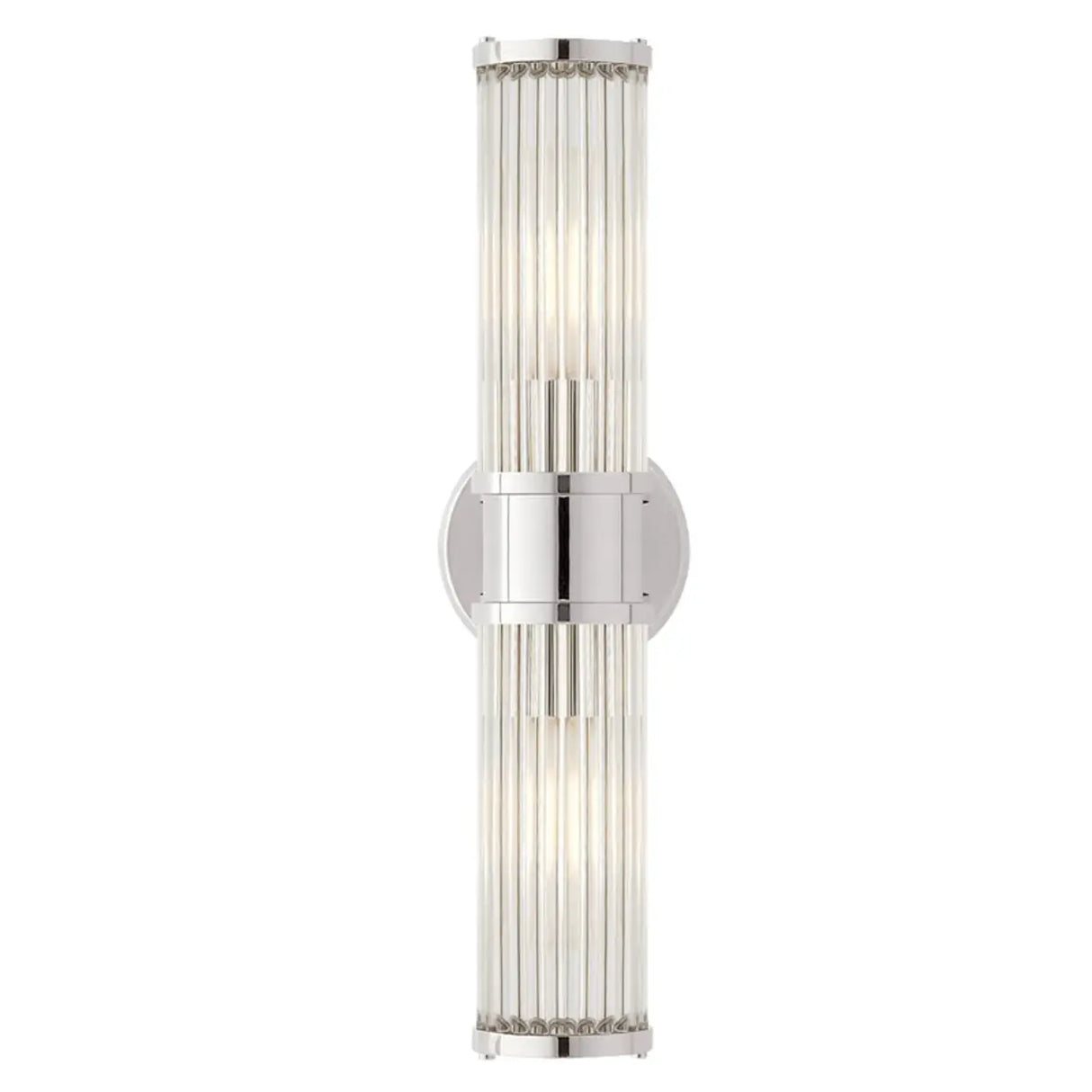 Chrome Finish Modern Glass Cylindrical Vanity Sconce Image - 7