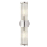 Chrome Finish Modern Glass Cylindrical Vanity Sconce Image - 7