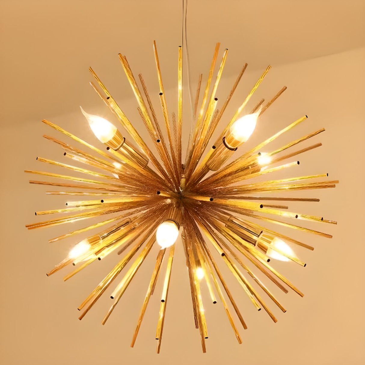 Chrome Gold Metal Sputnik Adjustable Height Chandelier Image - 12