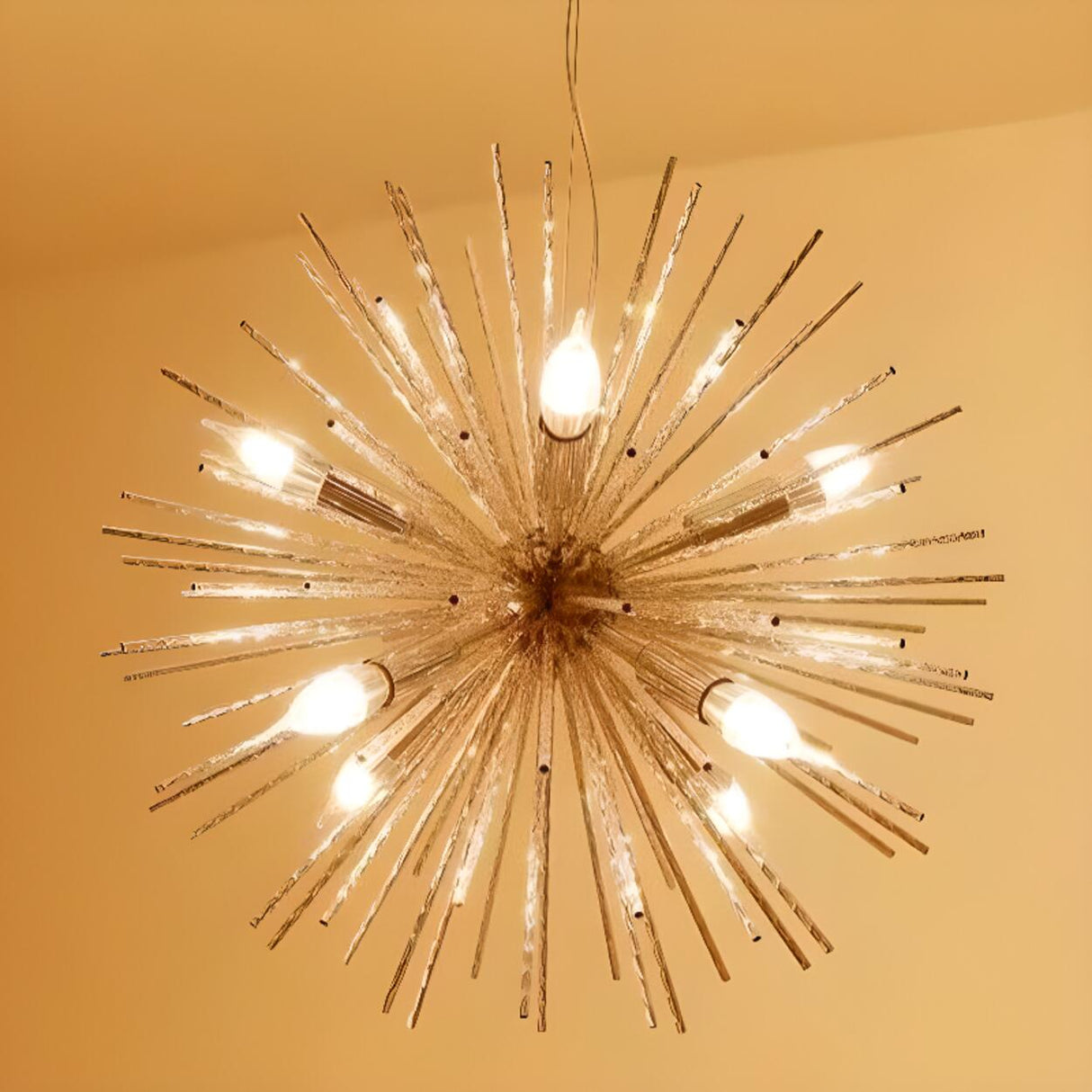 Chrome Gold Metal Sputnik Adjustable Height Chandelier Image - 13