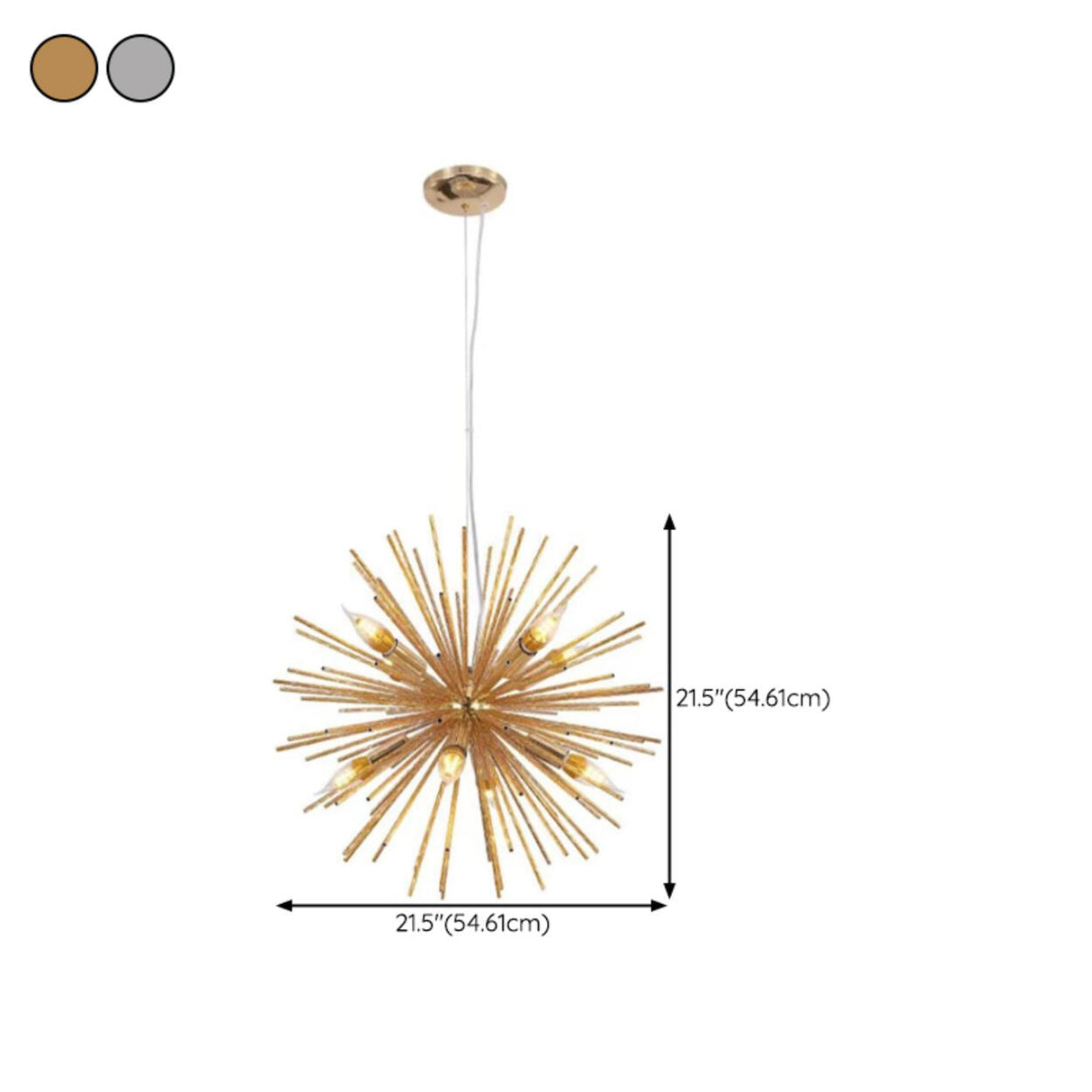 Chrome Gold Metal Sputnik Adjustable Height Chandelier 