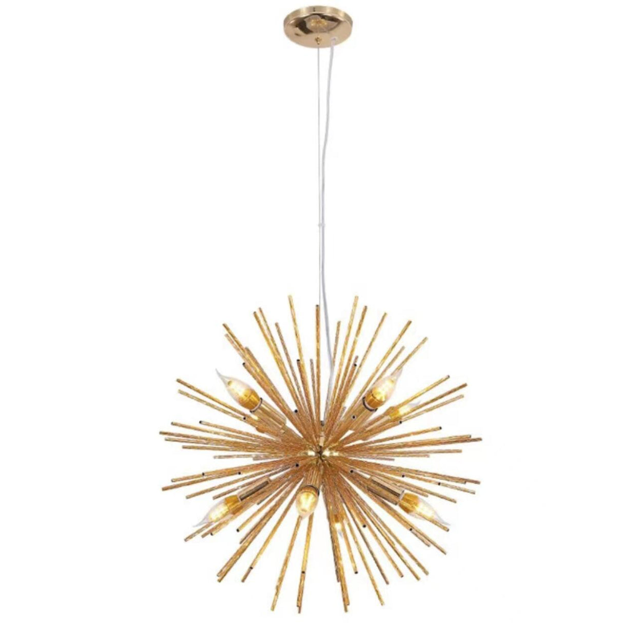 Chrome Gold Metal Sputnik Adjustable Height Chandelier Image - 2