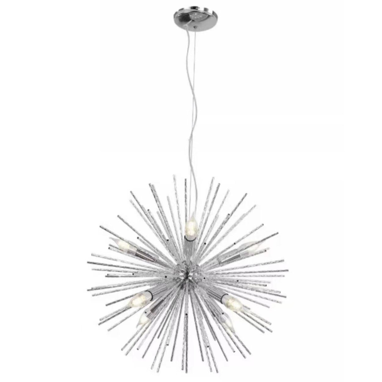 Chrome Gold Metal Sputnik Adjustable Height Chandelier Image - 3