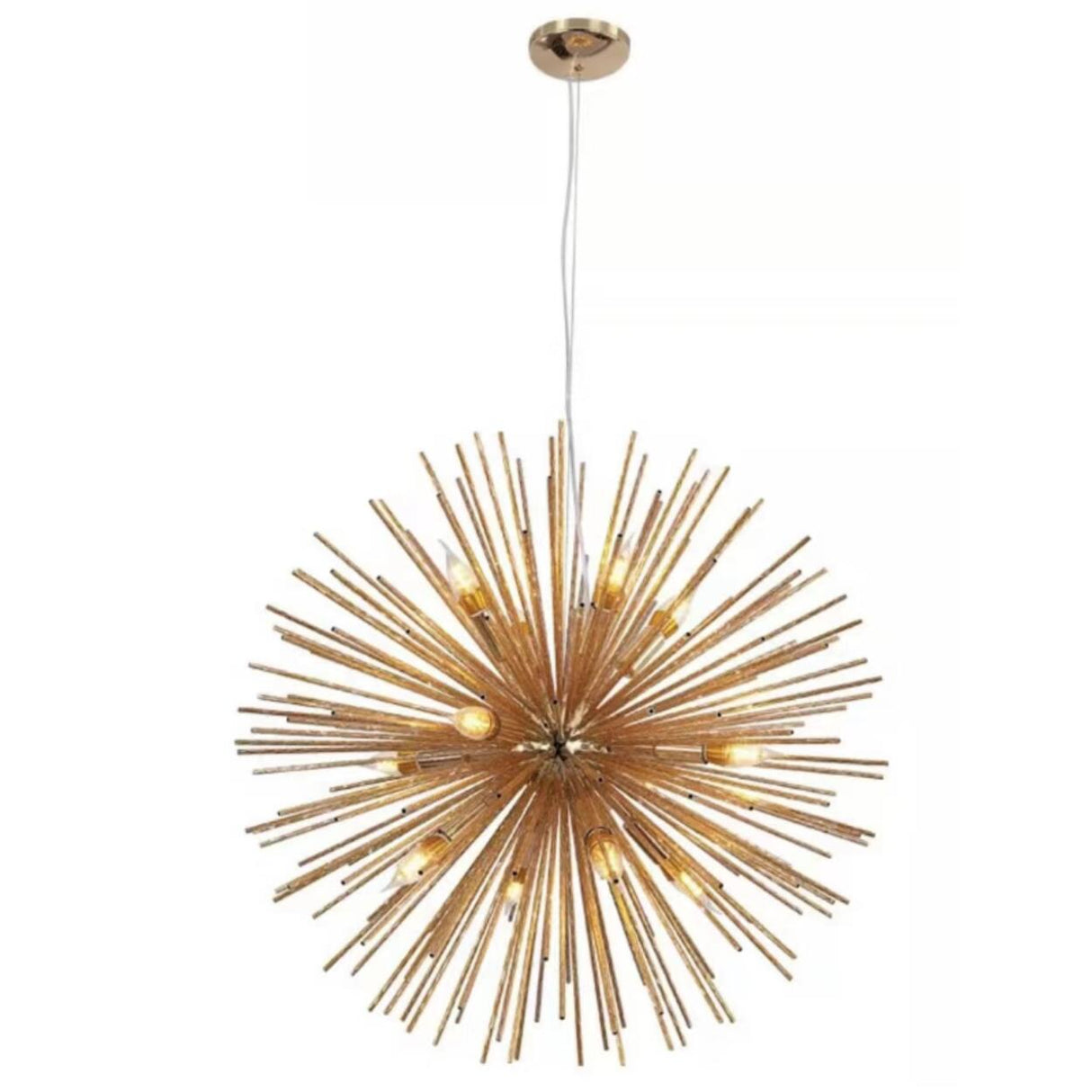 Chrome Gold Metal Sputnik Adjustable Height Chandelier Image - 5