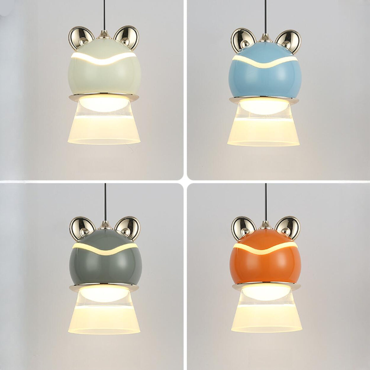 Chrome Layered Cute Frog Pendant Light Kids' Room Image - 12