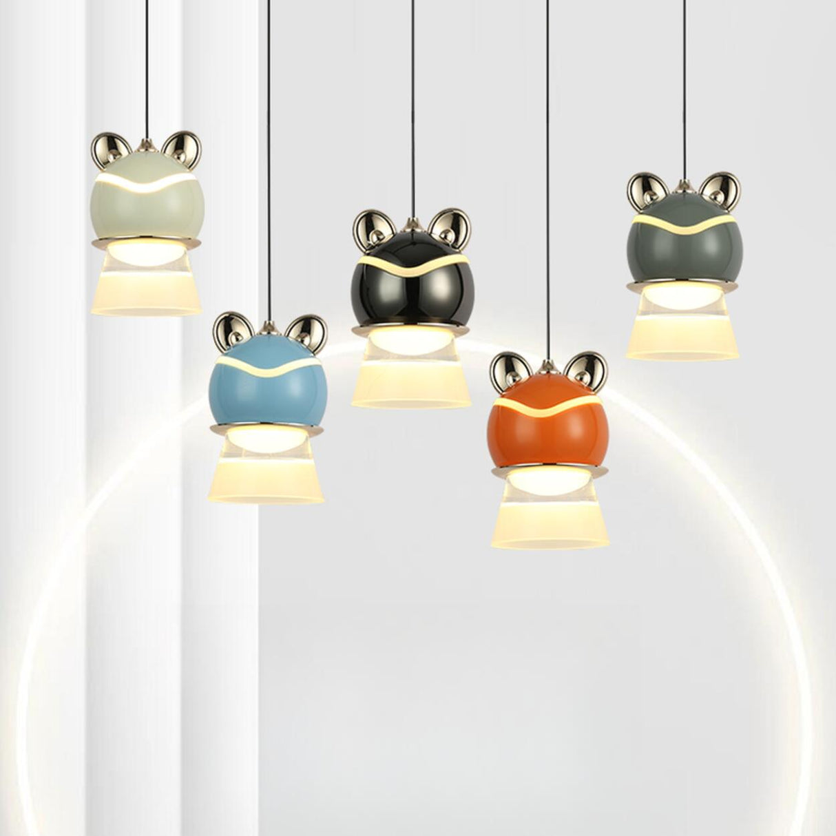 Chrome Layered Cute Frog Pendant Light Kids' Room Image - 6