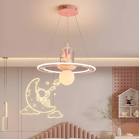 Circle Ball Unicorn Acrylic Kids Room Pink Chandelier Image - 9