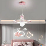 Circle Ball Unicorn Acrylic Kids Room Pink Chandelier Image - 3