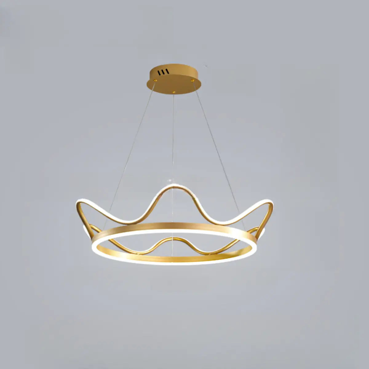 Circle Crown Metal Gold Acrylic LED Bedroom Chandelier Image - 6