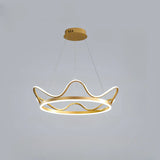 Circle Crown Metal Gold Acrylic LED Bedroom Chandelier Image - 6