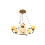 Circle Planet Stained Glass Kids Room 4-Light Chandelier Image - 6