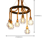 Circle Rope Cage Restaurant Black Edison Bulb Chandelier Image - 19