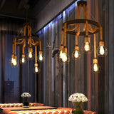 Circle Rope Cage Restaurant Black Edison Bulb Chandelier Image - 3