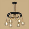 Circle Rope Metal Beige Cage Edison Bulb Chandelier Image - 2