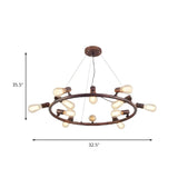 Circle Rust Metal Large Restaurant Edison Bulb Chandelier Image - 10