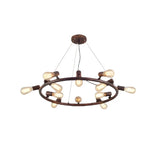 Circle Rust Metal Large Restaurant Edison Bulb Chandelier Image - 8