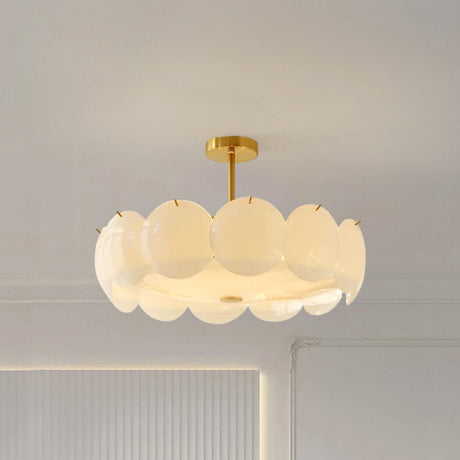 Circular Glass Gold Semi-Flush Mount Ceiling Light Image - 1