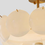 Circular Glass Gold Semi-Flush Mount Ceiling Light Image - 11