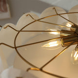 Circular Glass Gold Semi-Flush Mount Ceiling Light Image - 12