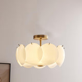 Circular Glass Gold Semi-Flush Mount Ceiling Light Image - 2