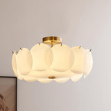 Circular Glass Gold Semi-Flush Mount Ceiling Light Image - 3