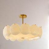 Circular Glass Gold Semi-Flush Mount Ceiling Light Image - 5